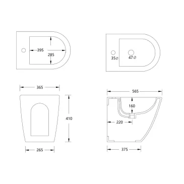Sanitari filo muro wc e bidet rimless Nemesi