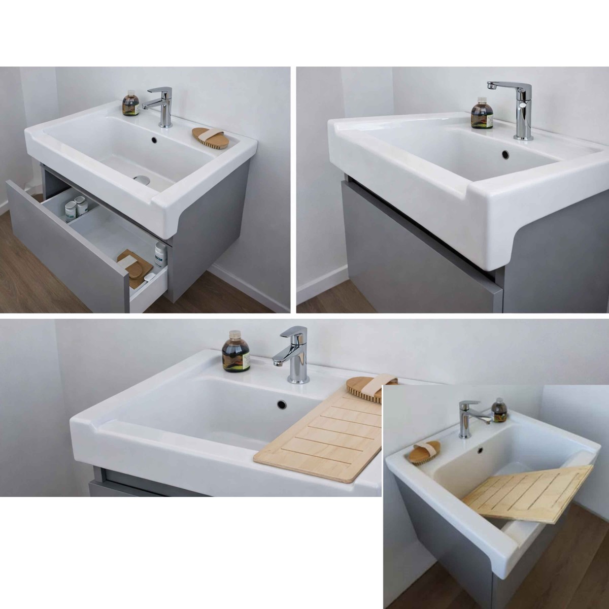 Mobile Lavatoio 60×53 cm con Vasca in Ceramica PIRANA e...