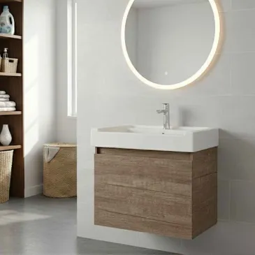 Meuble sous-vasque en orme clair 60×53 cm avec vasque en céramique PIRANA