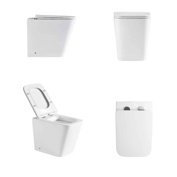 Greta Hochglanzweiße quadratische Sanitärkeramik Toilette und Bidet