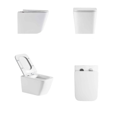 Greta Wand-WC und Bidet in glänzendem Weiß