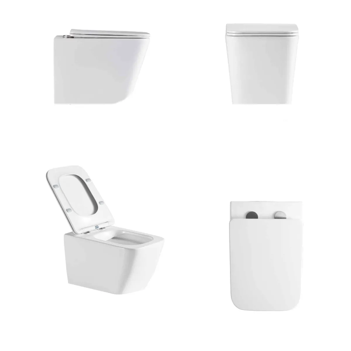 Toilettes et bidet carrés suspendus Henry blanc brillant