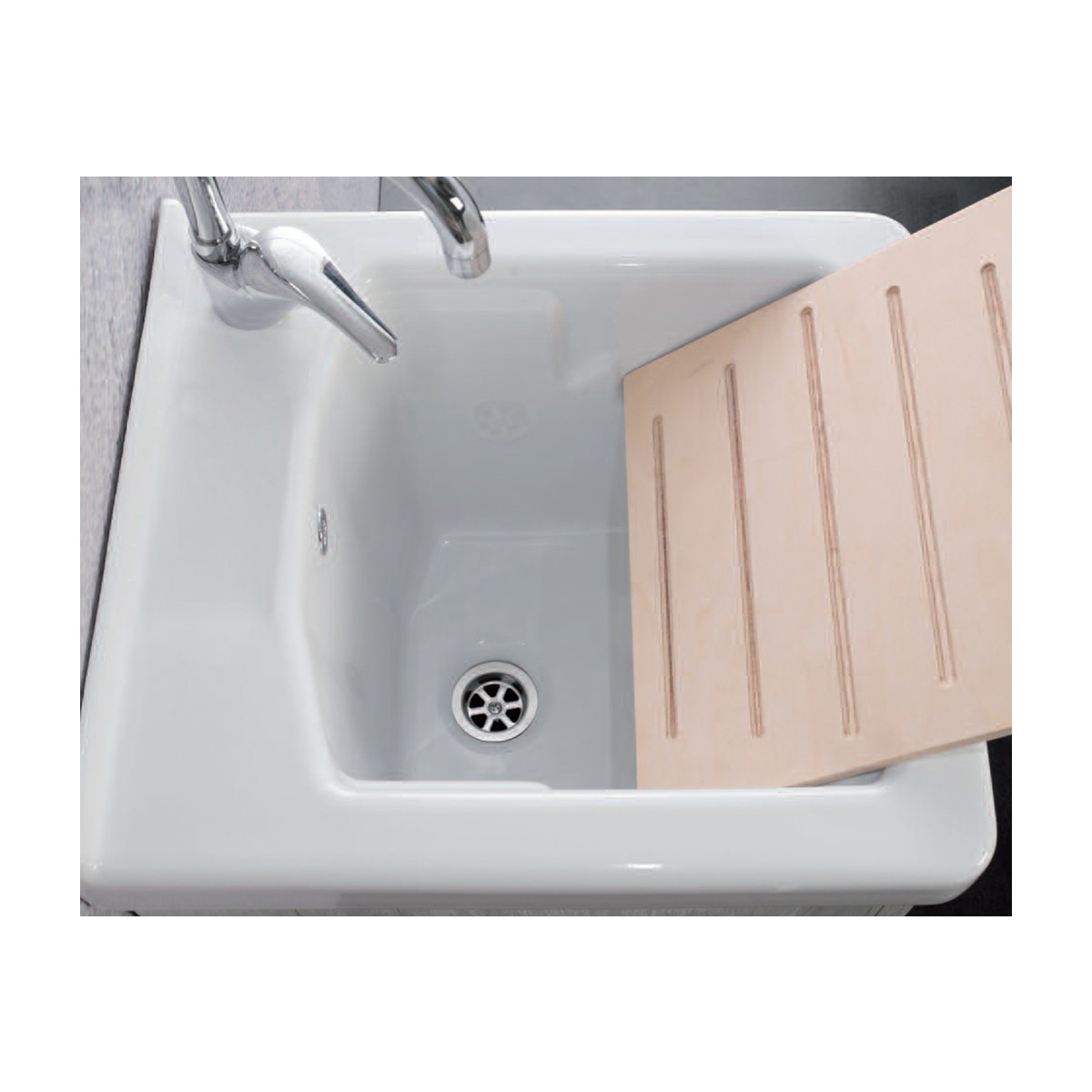 Lavatoio 45x50 cm Olmo Scuro con vasca in ceramica |Nika