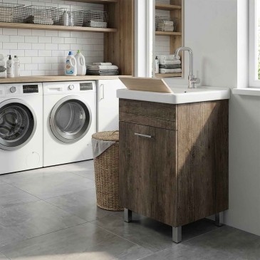 Lavatoio 45x50 cm Olmo Scuro con vasca in ceramica |Nika