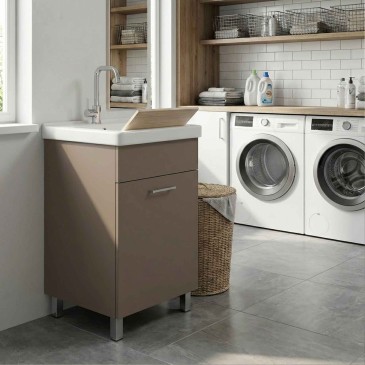 Lavatoio 45x50 cm tortora con vasca in ceramica |Nika