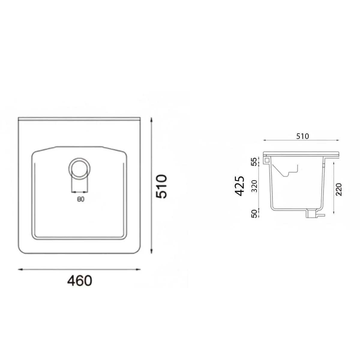 Lavatoio 45x50 cm tortora con vasca in ceramica |Nika