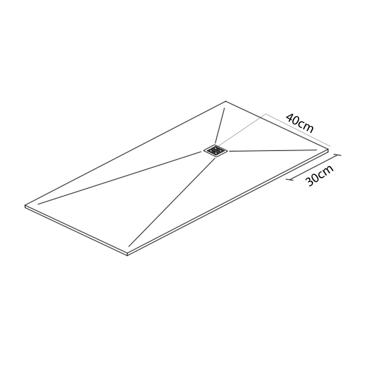 Receveur de douche 80x120 en résine minérale Blanc - TITANIO