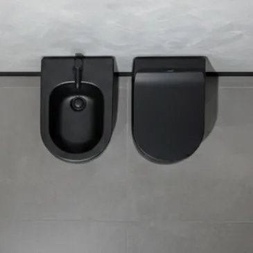 Sanitari sospesi nero opaco con sedile soft close NUVOLA