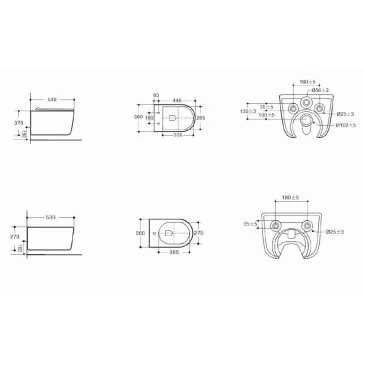 Sanitari sospesi nero opaco con sedile soft close NUVOLA