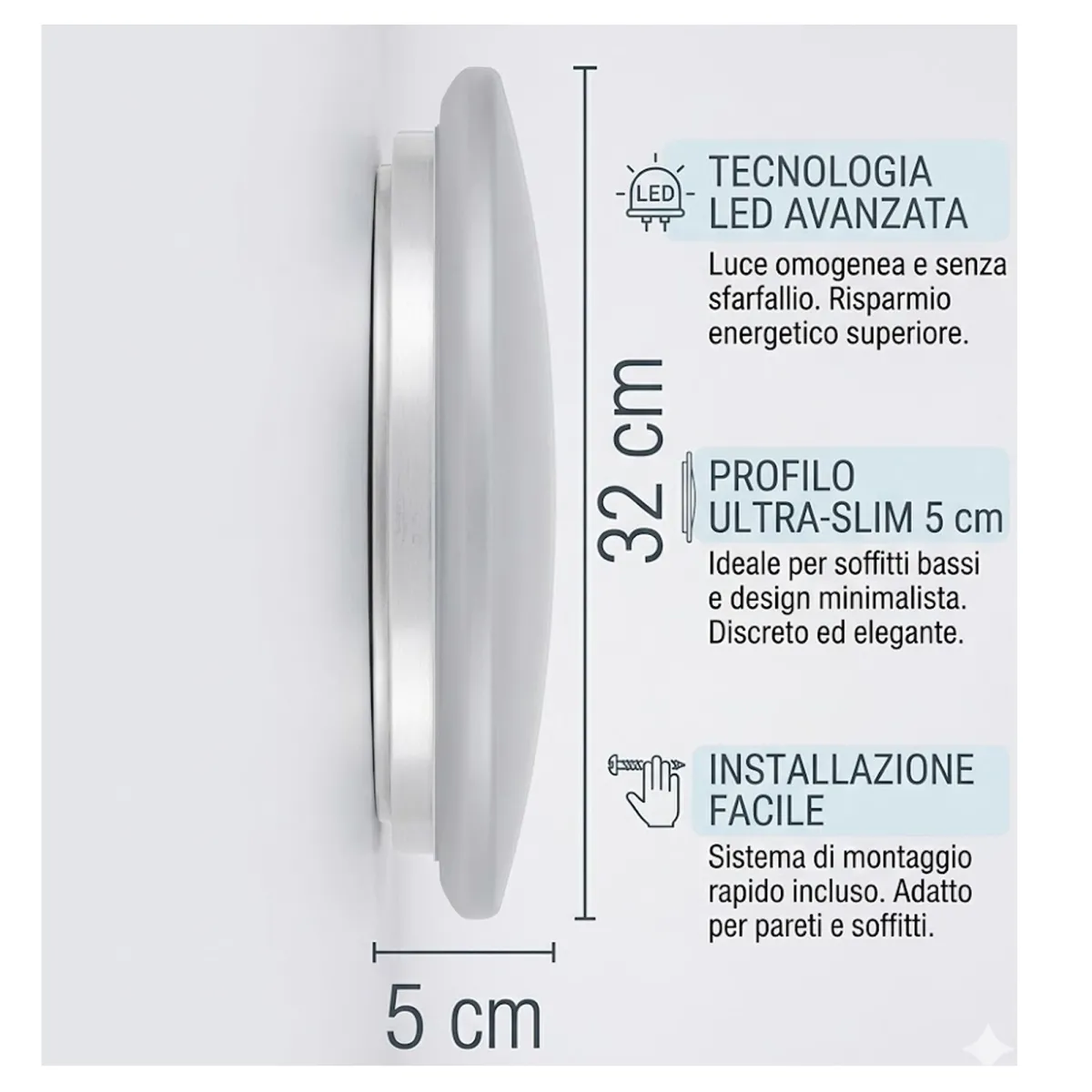 Plafonnier LED en acrylique pour intérieur