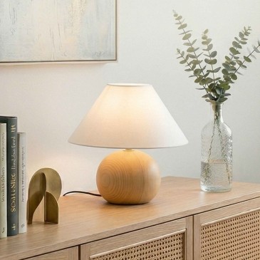Lume da tavolo effetto simil legno pino chiaro