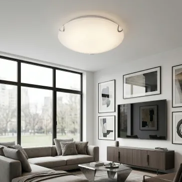 Plafonnier rond en verre satiné blanc, applique murale classique E27