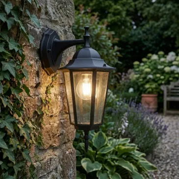 Schwarze Außenwandleuchte London Down 60W E27