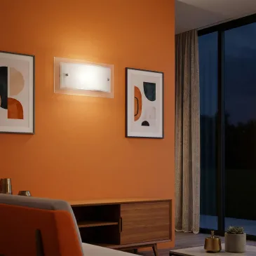 Weiße und transparente gebogene rechteckige Wandleuchte 60 Watt E27