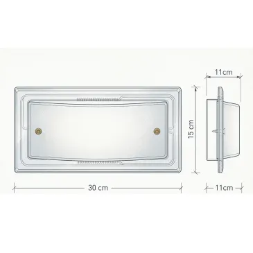 Applique rectangulaire incurvée blanche et transparente 60 watts E27