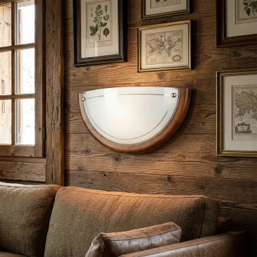 Applique Vetro Ghiaccio e Legno Noce Design Elegante per Interni