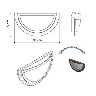 Applique murale Lunette en verre blanc et bois, E27 | Mondialshop