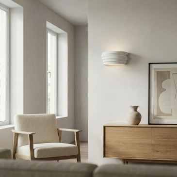 Applique a parete in gesso verniciabile acrilico bianco 1XE27