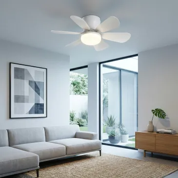 Ventilateur de plafond LED blanc brise 10W 1100LM CCT à intensité variable avec télécommande infrarouge 16X53CM