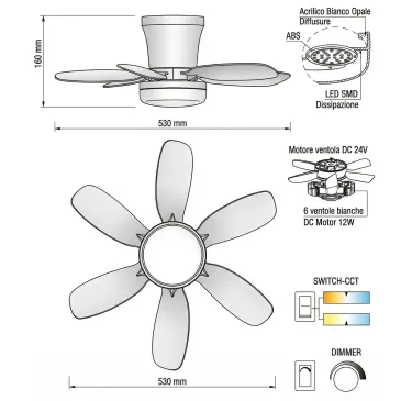 LED-Deckenleuchte mit Ventilator und Fernbedienung | Mondialshop