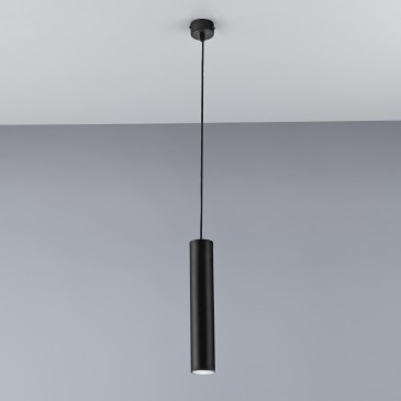 SOSPENSIONE FLUKE TONDA NERA 1XGU10 5,5X5,5X30CM