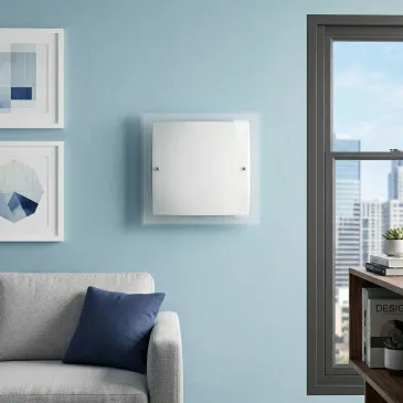 Quadratische weiße Deckenleuchte mit doppeltem transparentem Glas 60 Watt E27