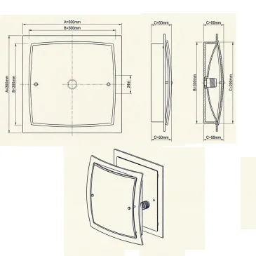 Plafonnier carré blanc avec double verre transparent 60 watts E27