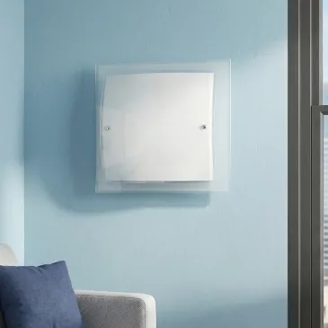 Plafonnier carré blanc avec double verre transparent 60 watts E27