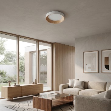 PLAFONIERA LED ARKA BIANCA/LEGNO 23W 3300LM CCT 3000-4000-6500K 40X40X8,5CM