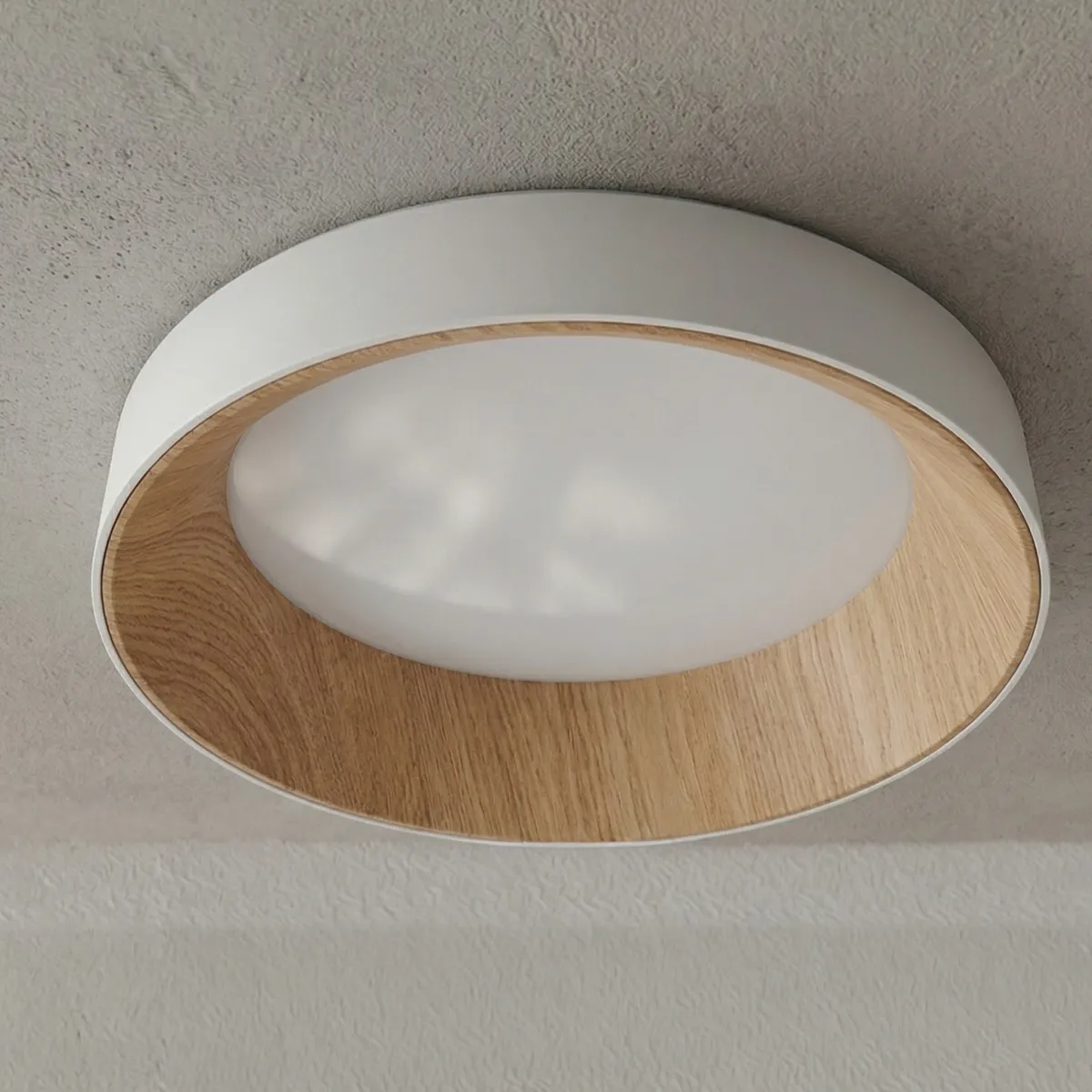 Plafonnier LED ARKA blanc/bois 23 W 3300 lm CCT 3000-4000-6500 K 40 x 40 x 8,5 cm