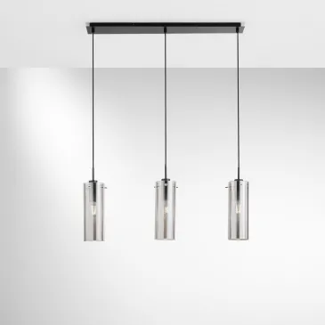 SOSPENSIONE MAGIC NERA/FUME' 3XE27 79X10X150CM