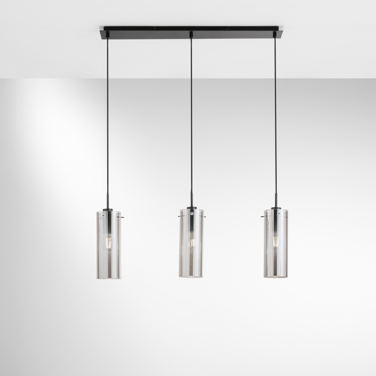 SOSPENSIONE MAGIC NERA/FUME' 3XE27 79X10X150CM