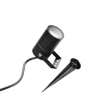 PROIETTORE AKRON NERO CON PICCHETTO 1XGU10 IP65 10X6CM