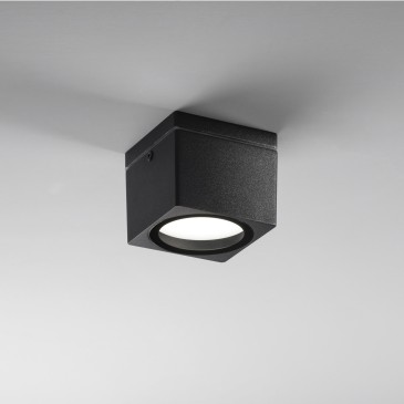 PLAFONIERA TOWER NERA QUADRATA 1XGX53 IP54 9X9X7,2CM