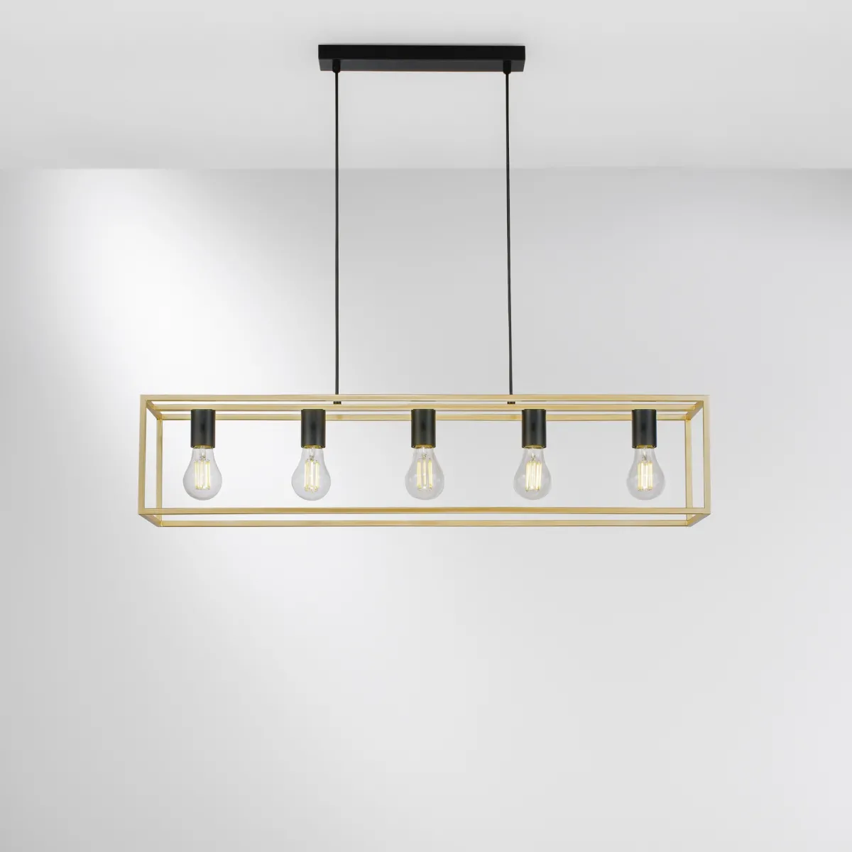 SOSPENSIONE KIMERA NERA/ORO 5XE27 100X20X150CM