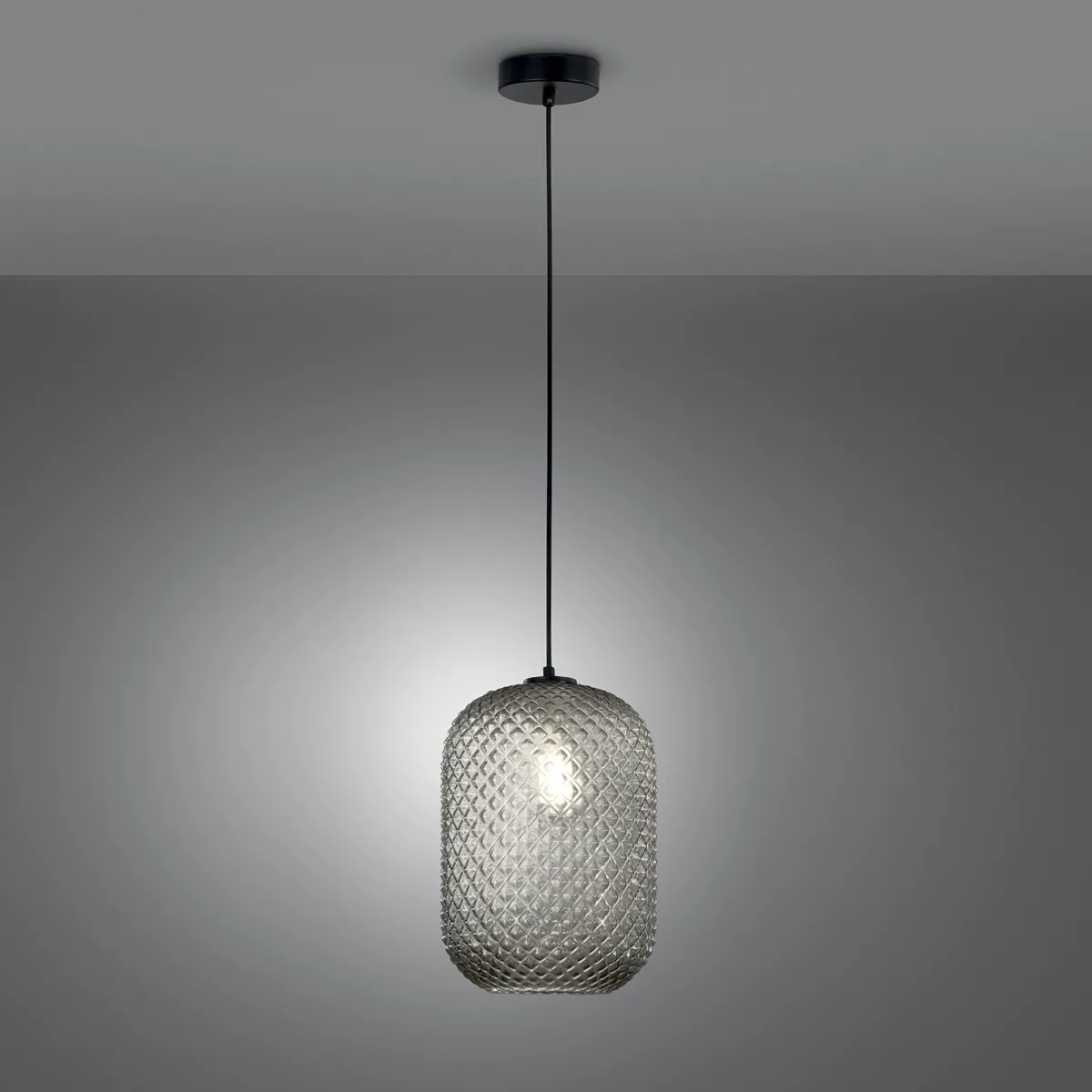 SOSPENSIONE ASHFORD OVALE FUME' 1XE27 20X150CM