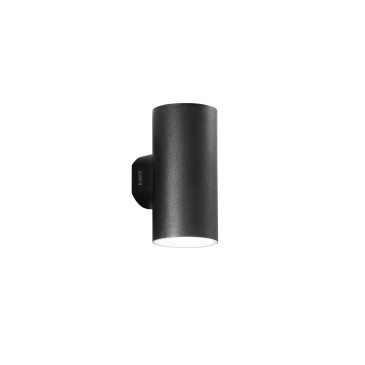 APPLIQUE BIEMISSIONE LED POLO NERA TONDA 2X8W 1960LM CCT IP65 7,8X9,9X16,2CM