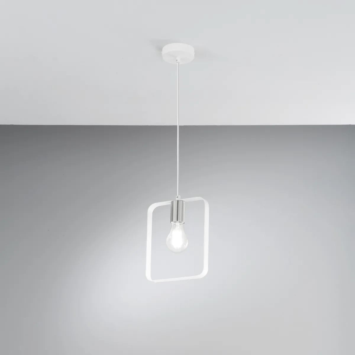 SOSPENSIONE SMITH BIANCA/NICKEL 1XE27 19,5X10X160CM