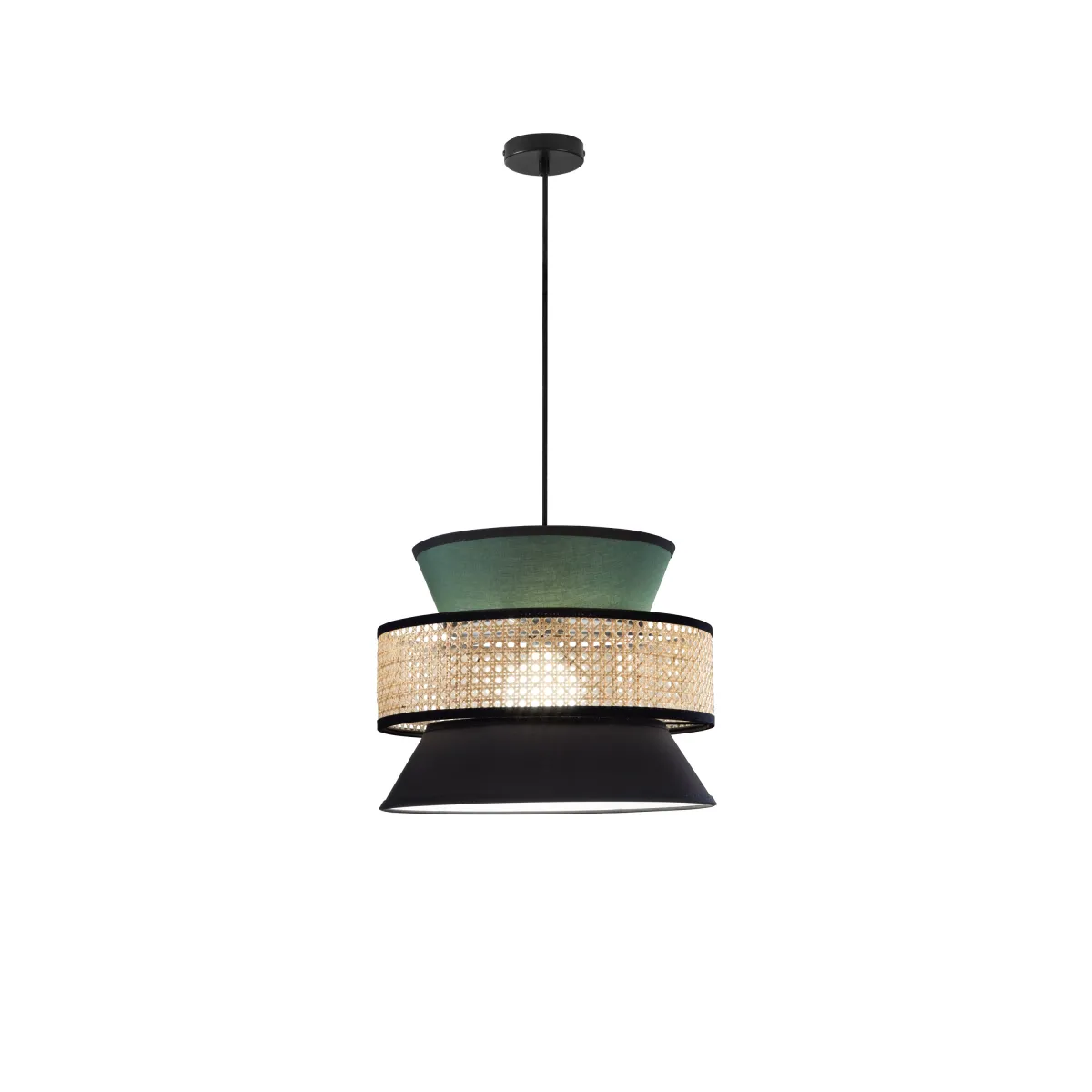 SOSPENSIONE GAZEBO VERDE+NERO+RATTAN NATURALE 1XE27...
