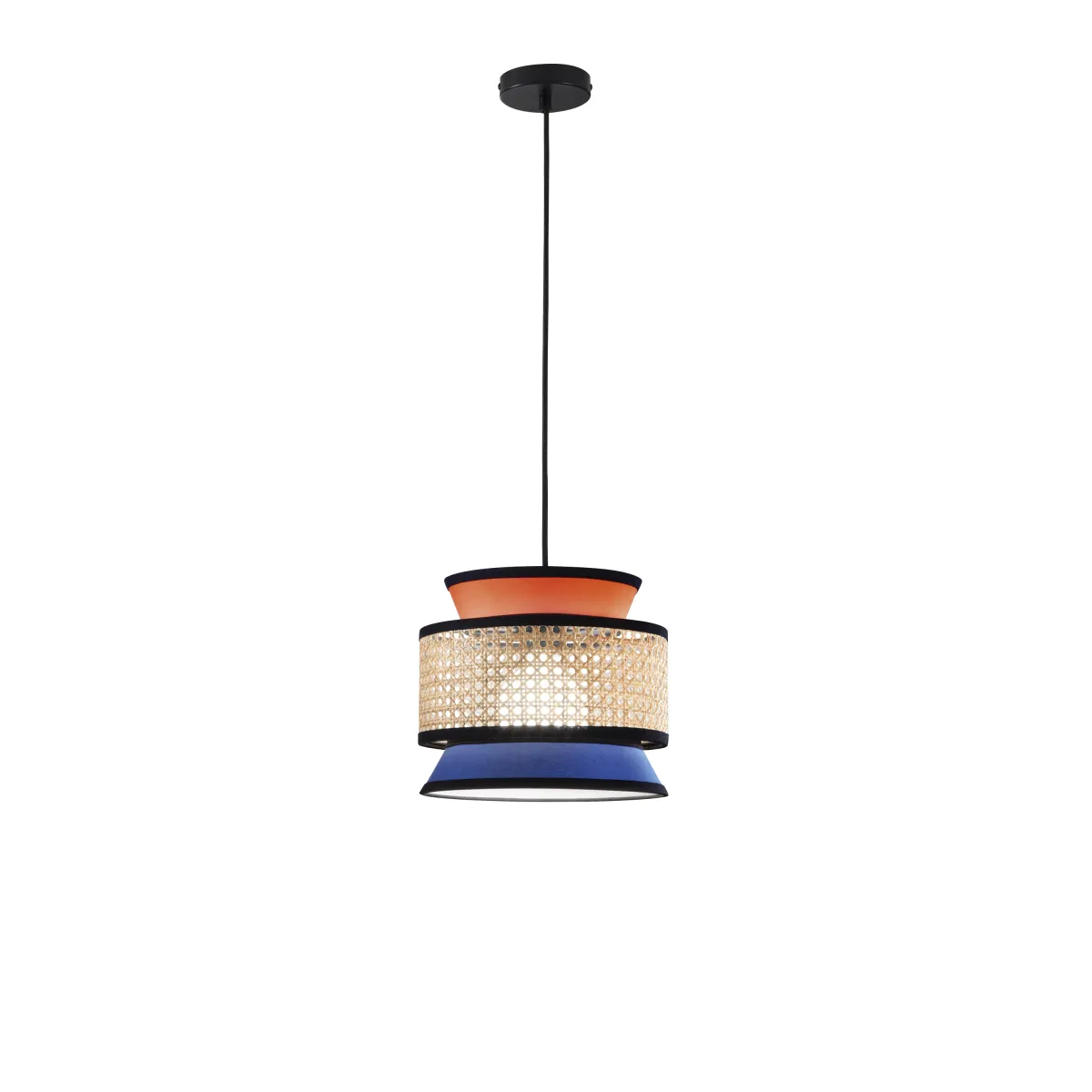 SOSPENSIONE GAZEBO ARANCIONE+BLU+RATTAN NATURALE 1XE27...