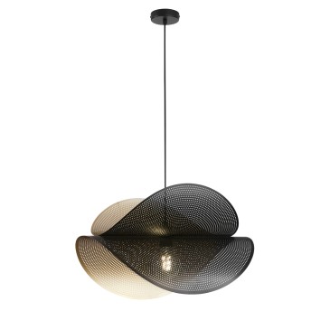 Sospensione moderna Struttura nera con Interno oro Doppio diffusore scenografico 1XE27