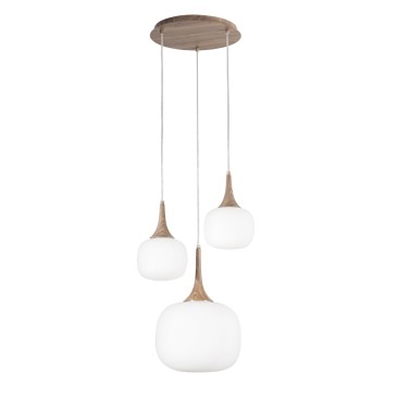 SOSPENSIONE JAIPUR BIANCA/LEGNO 1XE27+2XE14 39X39X150CM
