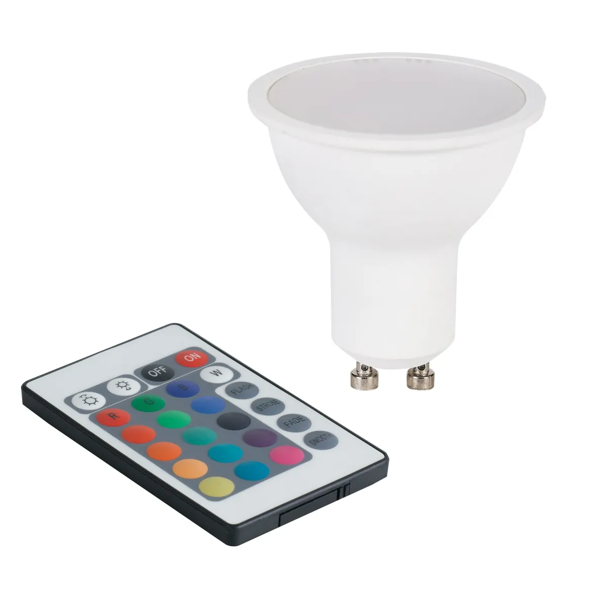 LAMPADINA LED CON TELECOMANDO GU10 5W 400LM RGBW 38°...