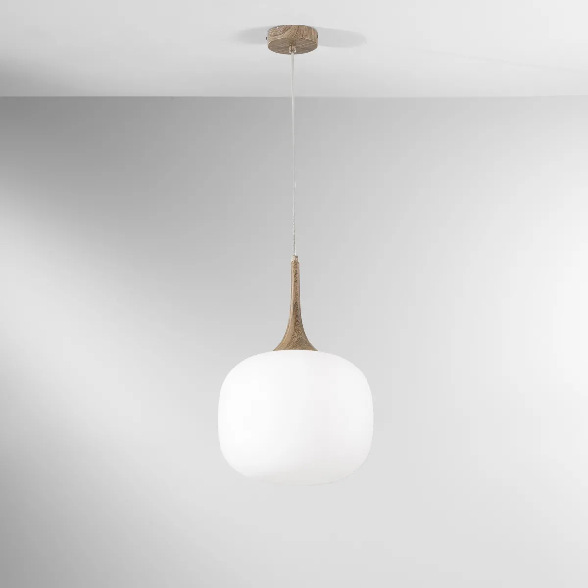 SOSPENSIONE JAIPUR BIANCA/LEGNO 1XE27 30X30X150CM