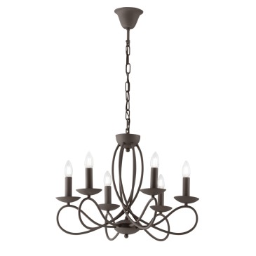 LAMPADARIO GINEVRA CORTEN 6XE14 56X120CM