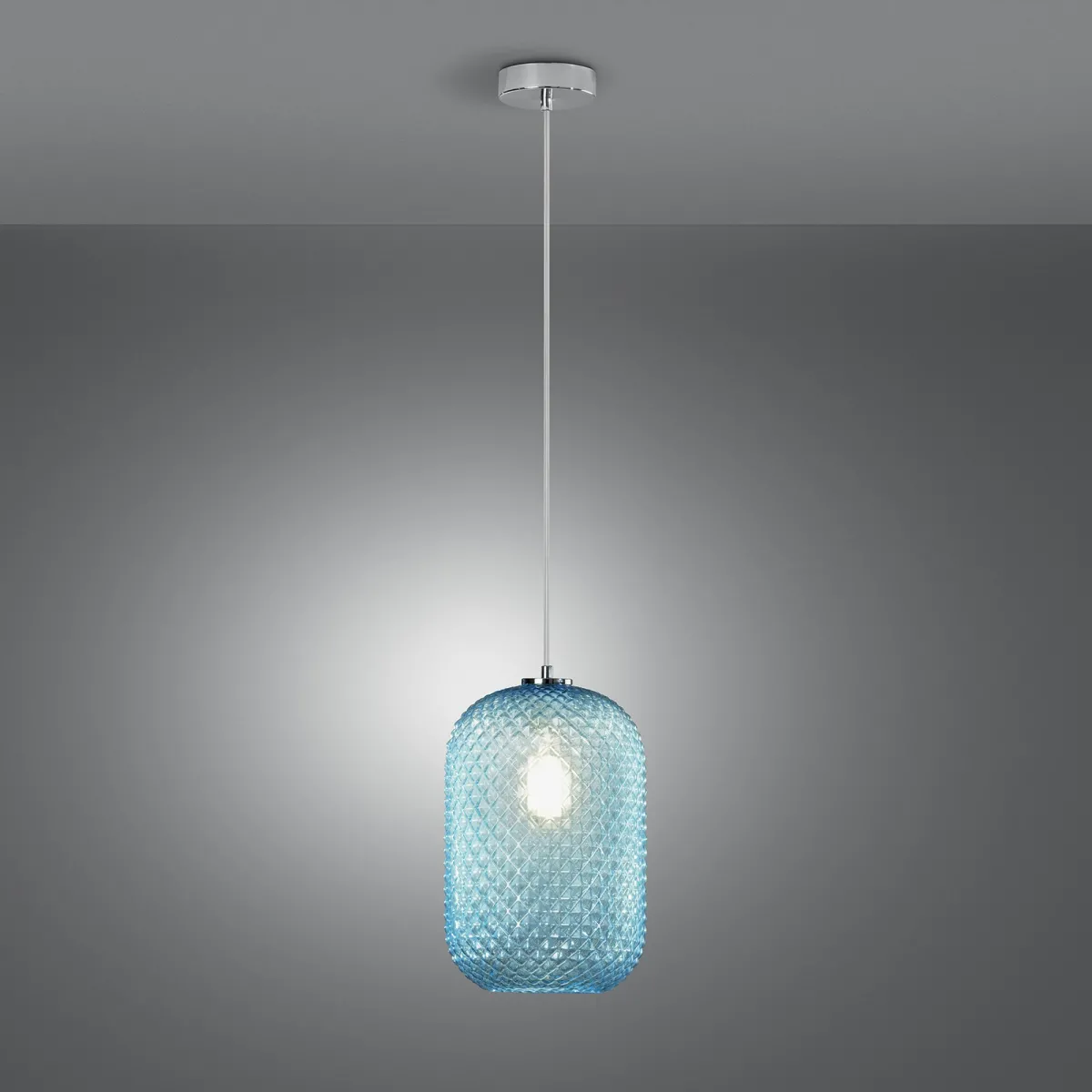 SOSPENSIONE ASHFORD OVALE TURCHESE 1XE27 20X150CM