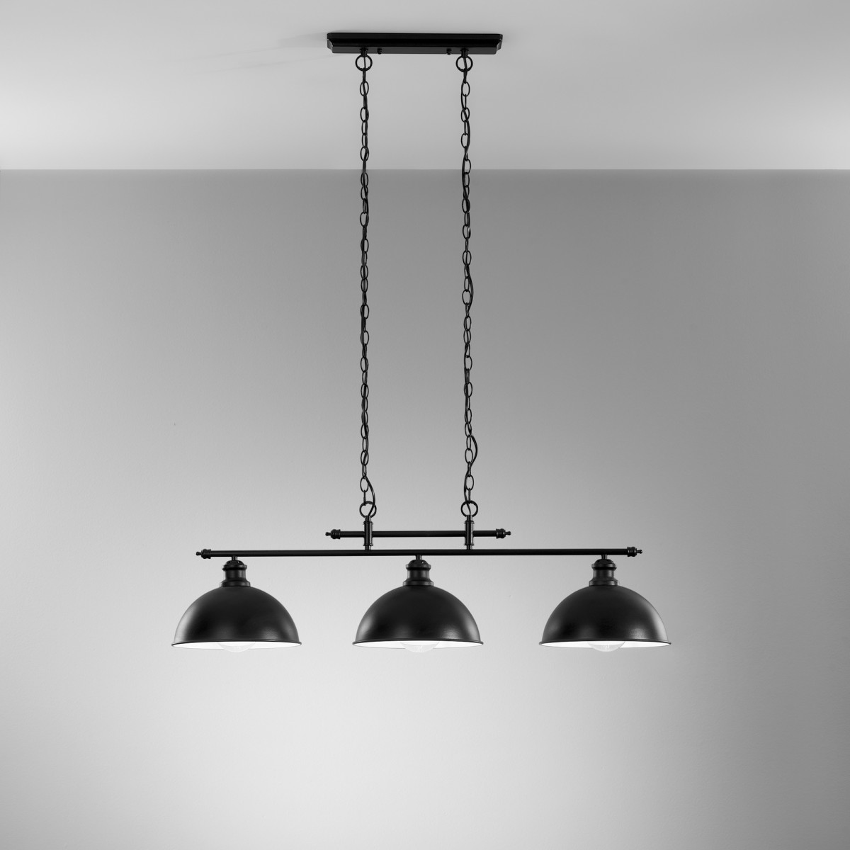 SOSPENSIONE CHARLESTON NERA 3XE27 99X26X120CM