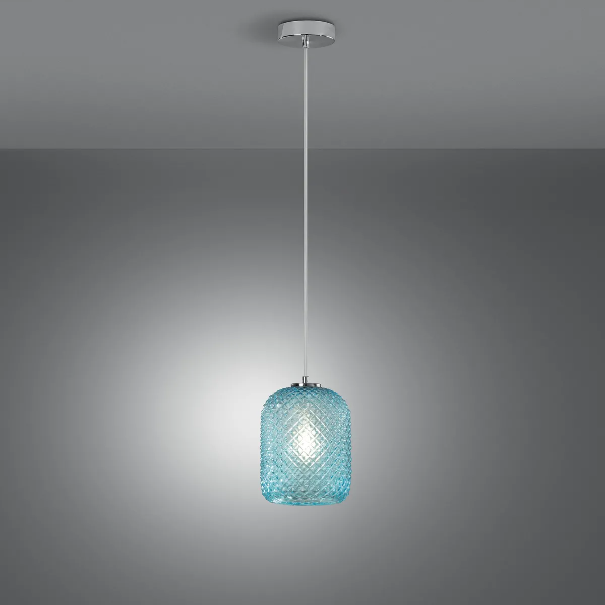 SOSPENSIONE ASHFORD OVALE TURCHESE 1XE27 15X150CM