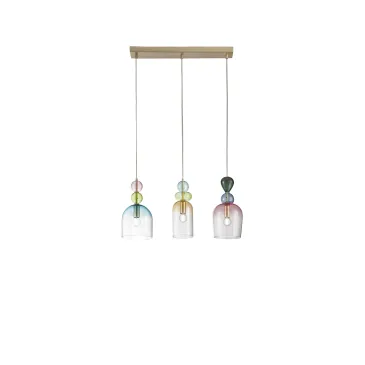 SOSPENSIONE GAUDI TRE PENDENTI IN VETRO 3XE14 62X16X185,5CM