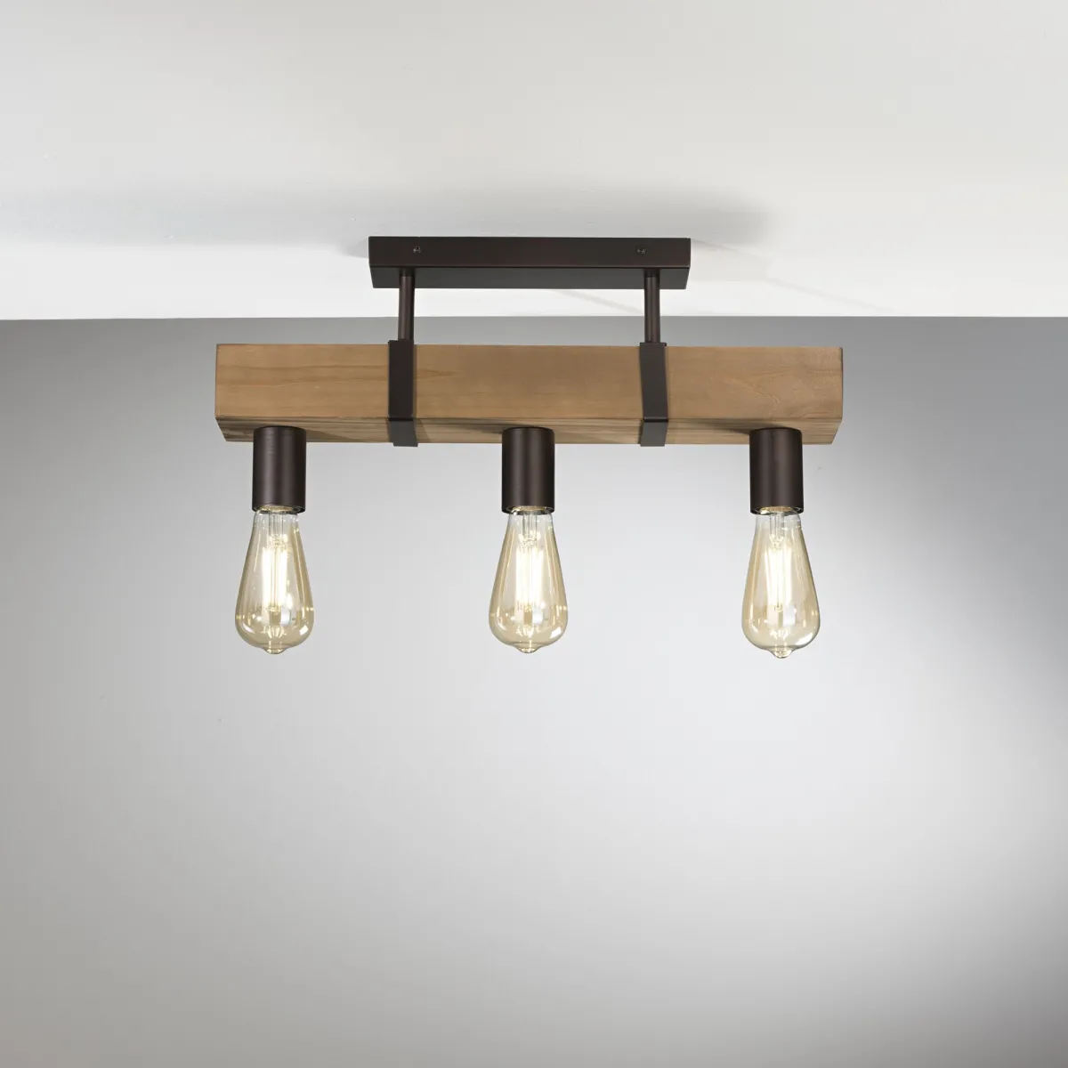 PLAFONIERA TEXAS LEGNO 3XE27 50X10X22CM